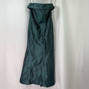 Alfred Sung Strapless Cuff Neckline Satin Trumpet Gown Evergreen 8R